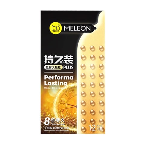 Bao cao su Meleon Performa Lasting 8 Times - Hạt nổi lớn kéo dài thời gian gấp 8 lần - Hộp 12 cái