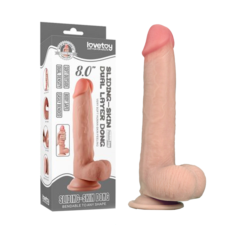 Dương vật giả dính tường siêu mềm skin Dong 8.0 - Lovetoy Sliding