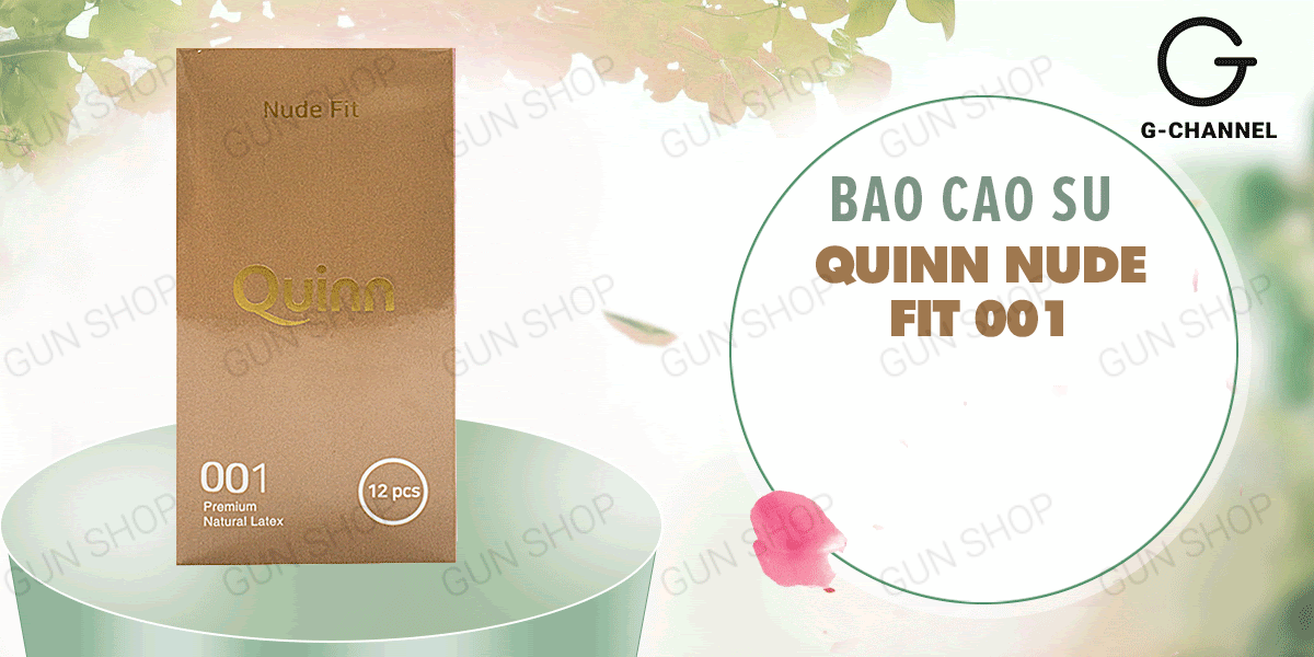 Bao cao su Quinn Nude Fit siêu mỏng chống tuột hộp 12 cái chuẩn