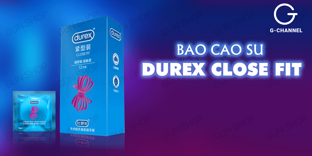 Bao cao su Durex Close Fit ôm sát chống tuột siêu mỏng 49mm 12 cái