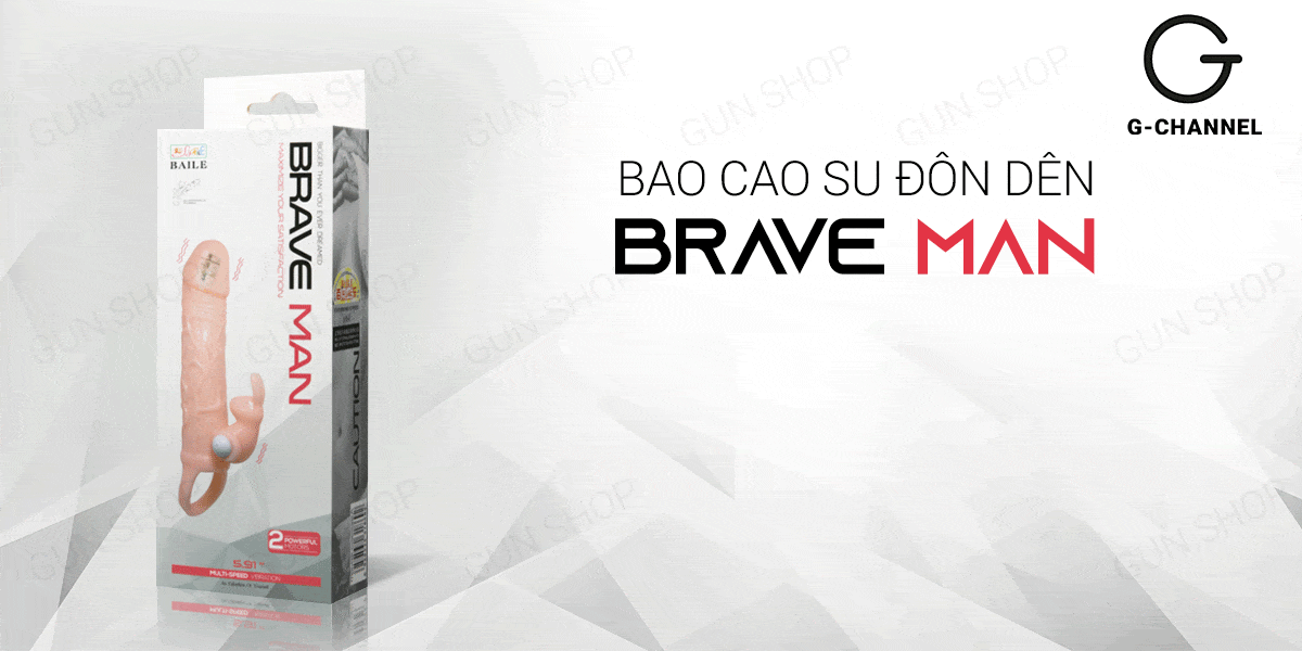 Bao cao su đôn dên Braveman tăng kích thước rung mạnh có quai đeo hấp dẫn
