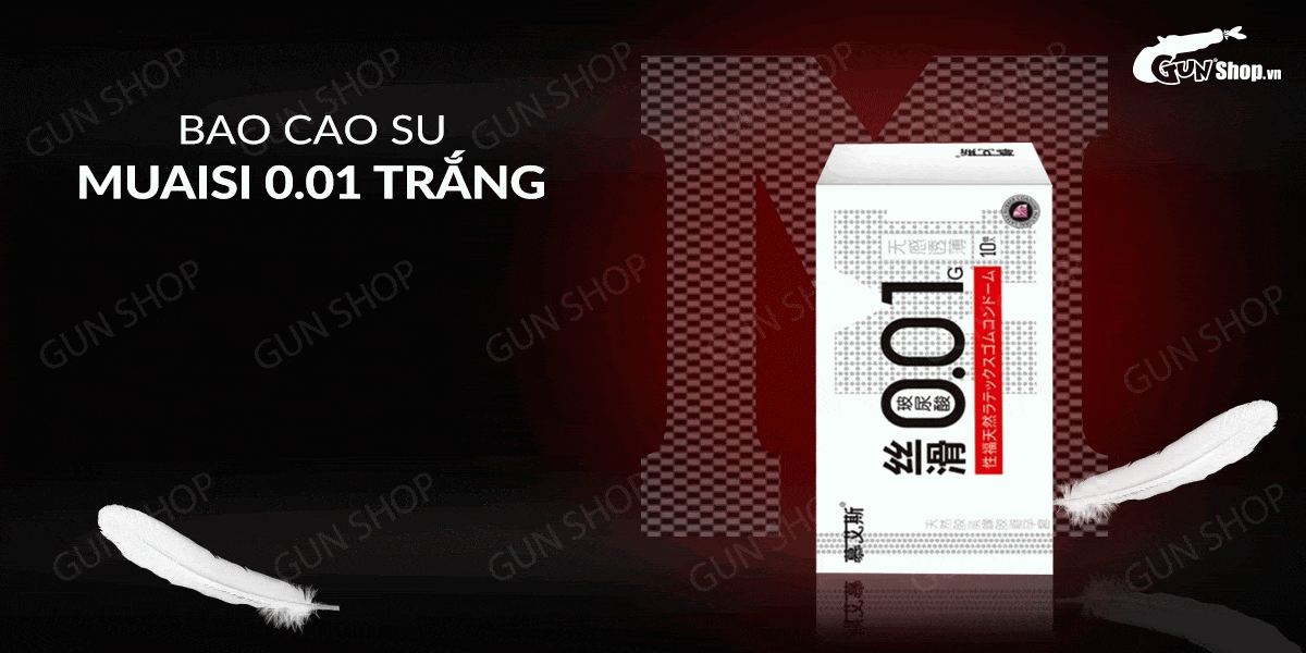 Bao cao su Muaisi 0.01 siêu mỏng Hộp 10 cái tăng khoái cảm