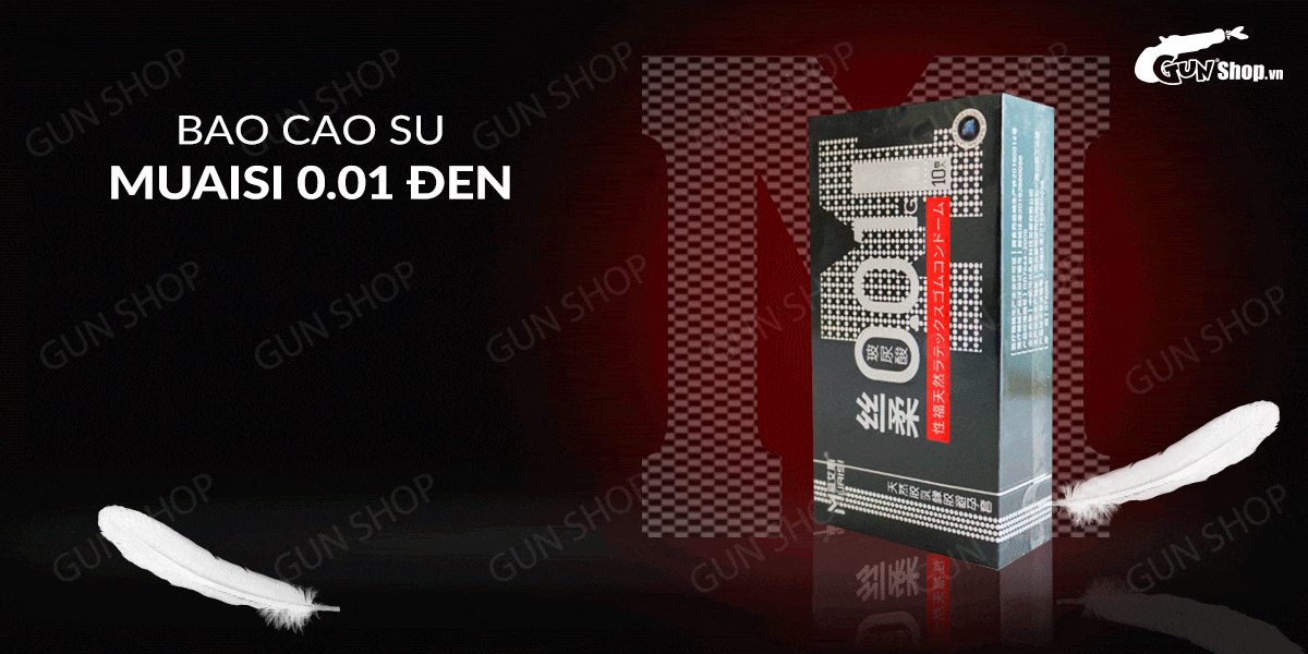 Bao cao su Muaisi 0.01 Đen siêu mỏng 0.01mm hộp 10 cái an toàn thoải mái