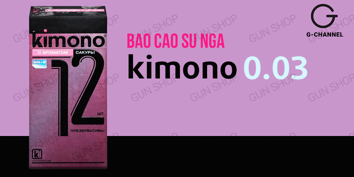 Bao cao su Kimono Hồng siêu mỏng 0.03mm hương anh đào thơm lâu hộp 12