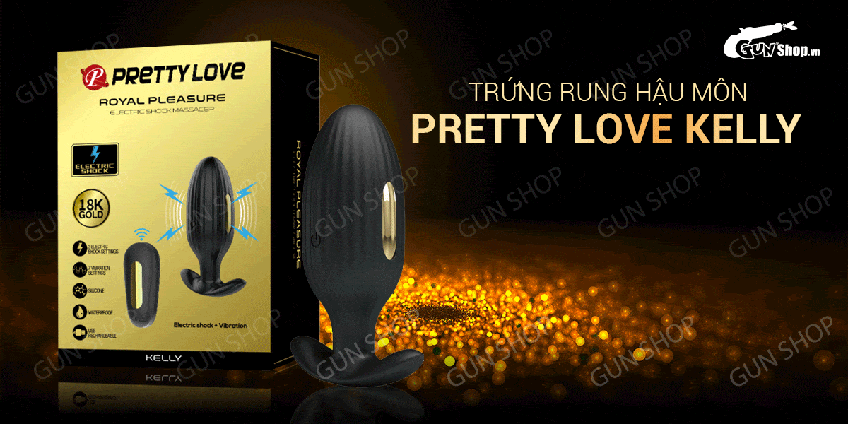 Trứng rung hậu môn sạc điện điều khiển từ xa Pretty Love Kelly kích thích