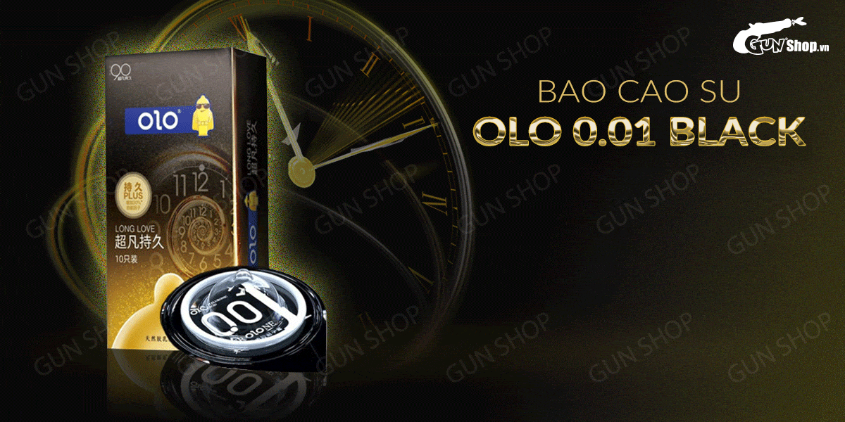 Bao cao su OLO 0.01 Black siêu mỏng kéo dài quan hệ hộp 10