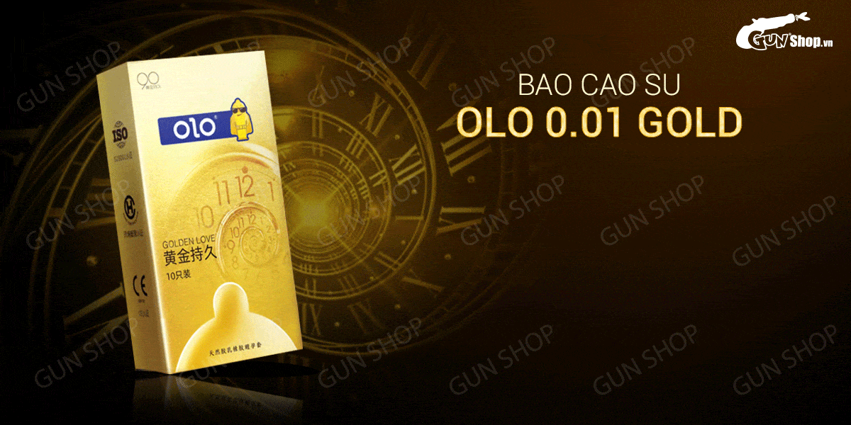Bao cao su OLO 0.01 Gold siêu mỏng kéo dài thời gian an toàn hộp 10