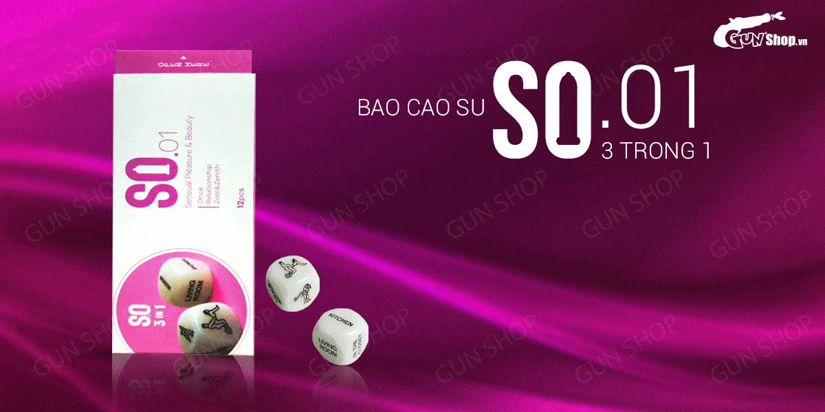 Bao cao su SO 3 in 1 siêu mỏng gai nổi hộp 12 chiếc bảo vệ an toàn