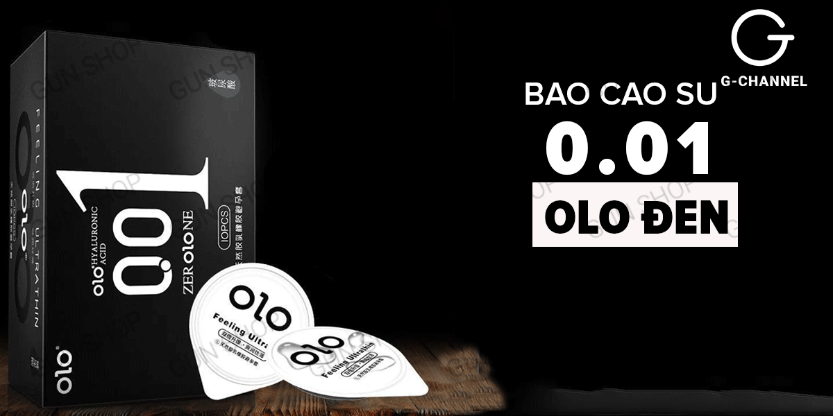 Bao cao su OLO 0.01 Đen siêu mỏng hương vani hộp 10 cái an toàn thoải mái