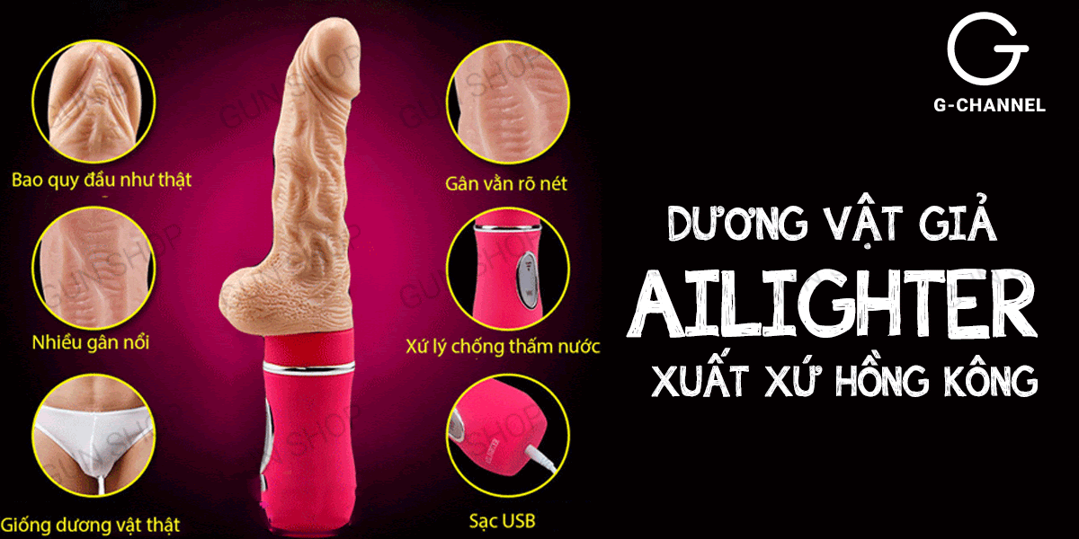 Dương vật giả Ailighter rung thụt toả nhiệt silicon mềm mại