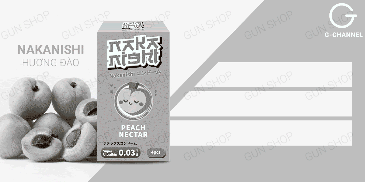 Bao cao su Nakanishi siêu mỏng 0.03mm hương đào ngọt ngào kích thích