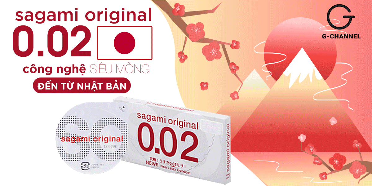 Bao cao su Sagami 002 siêu mỏng 0.02mm an toàn dễ chịu hộp 2
