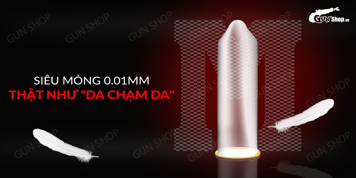 Bao cao su Muaisi 0.01 Đen siêu mỏng 0.01mm hộp 10 cái an toàn thoải mái