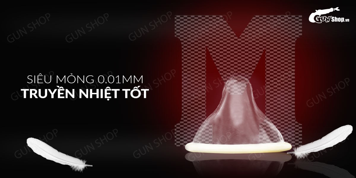Bao cao su Muaisi 0.01 siêu mỏng Hộp 10 cái tăng khoái cảm