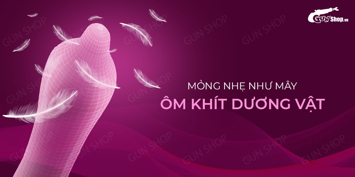Bao cao su Muaisi Hồng siêu mỏng gel nhiều cảm giác hộp 10 cái