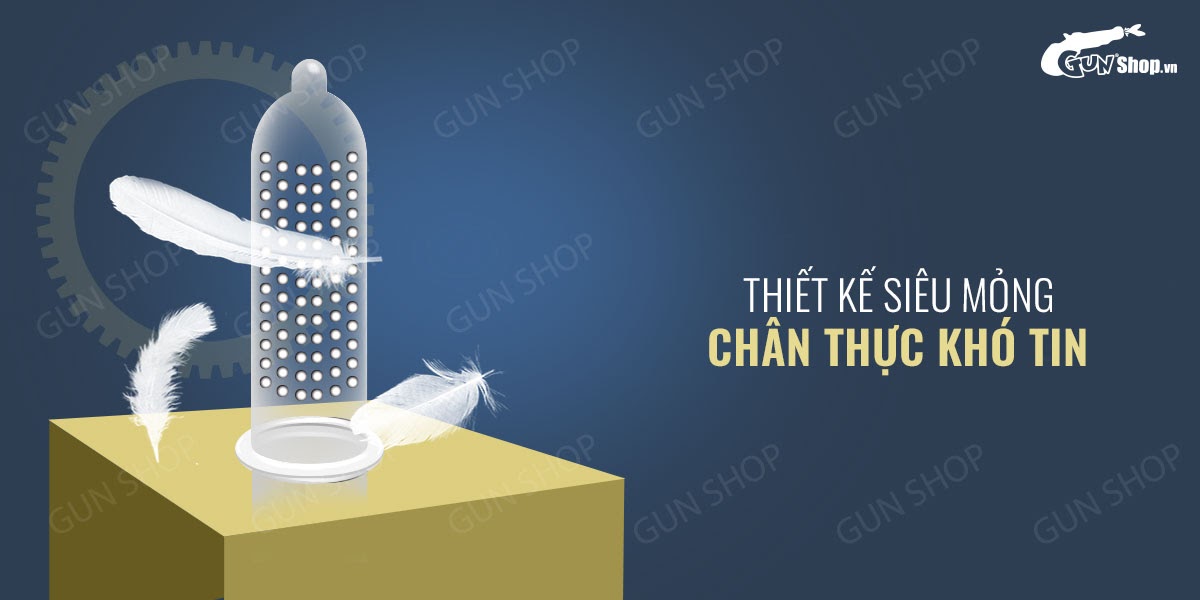 Bao cao su OLO 0.01 siêu mỏng, gân gai, hương vani 10 cái