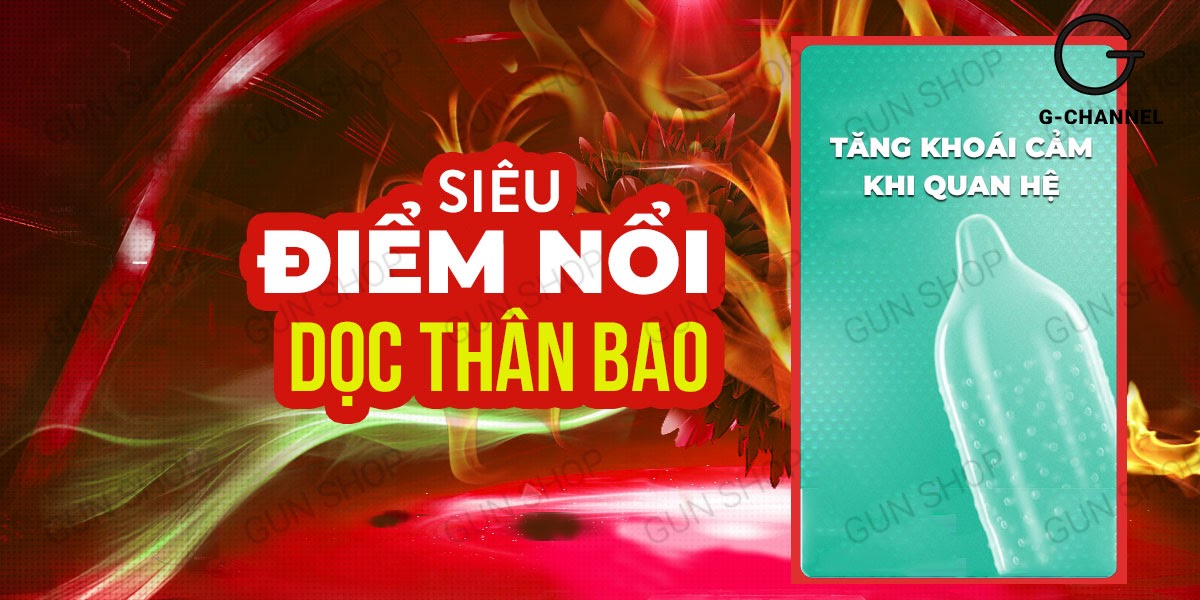 Bao cao su Muaisi Hot siêu điểm nổi ấm nóng hộp 10 cái kích thích