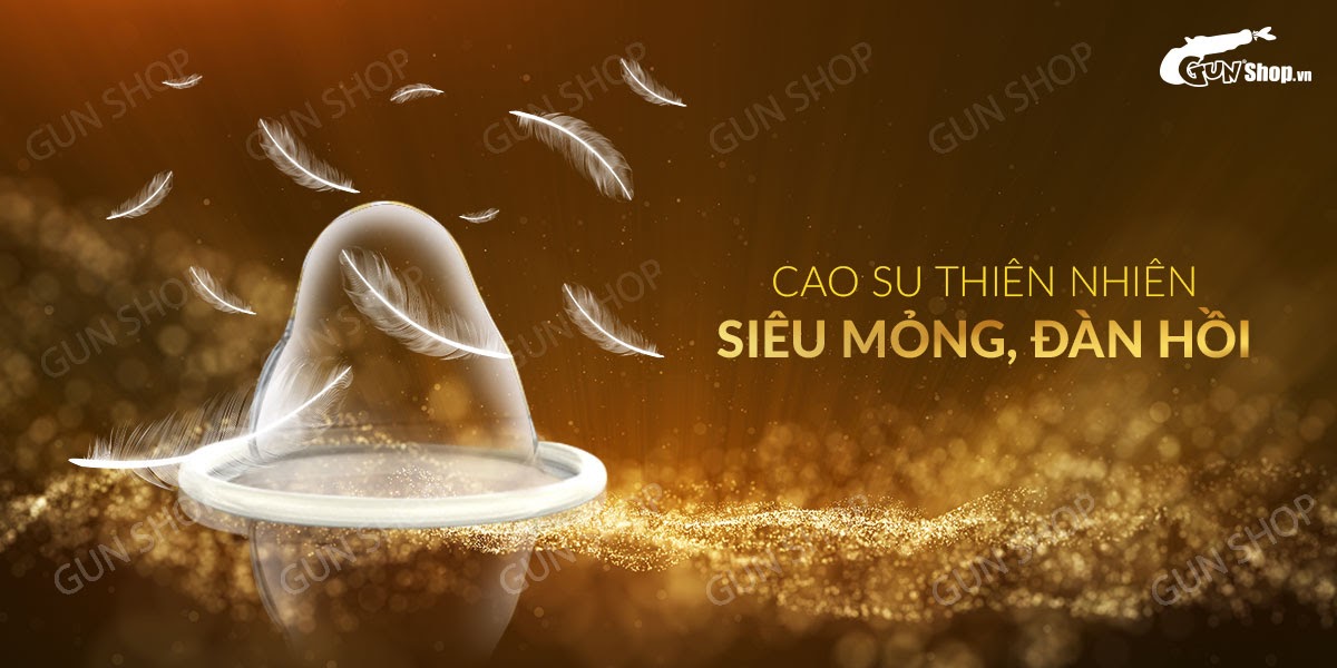 Bao cao su OLO 0.01 Zero Vàng siêu mỏng gân hạt kích thích đê mê hộp 10