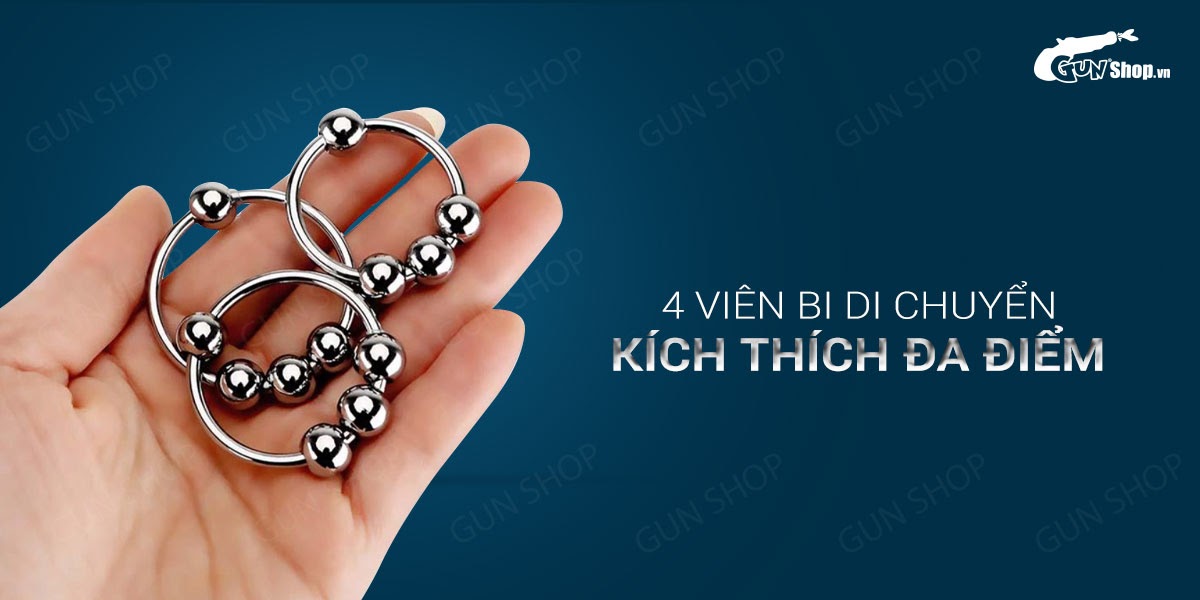 Vòng đeo dương vật inox 4 bi kéo dài thời gian tăng khoái cảm