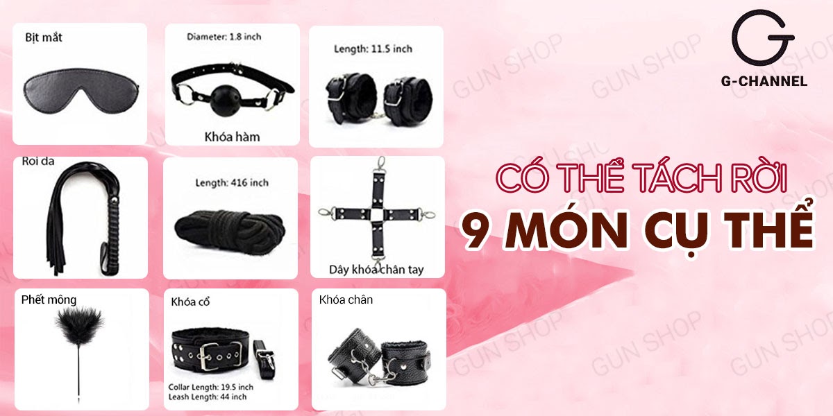 Bộ dụng cụ roi da BDSM kích thích khoái cảm đam mê tăng hưng phấn Yeain