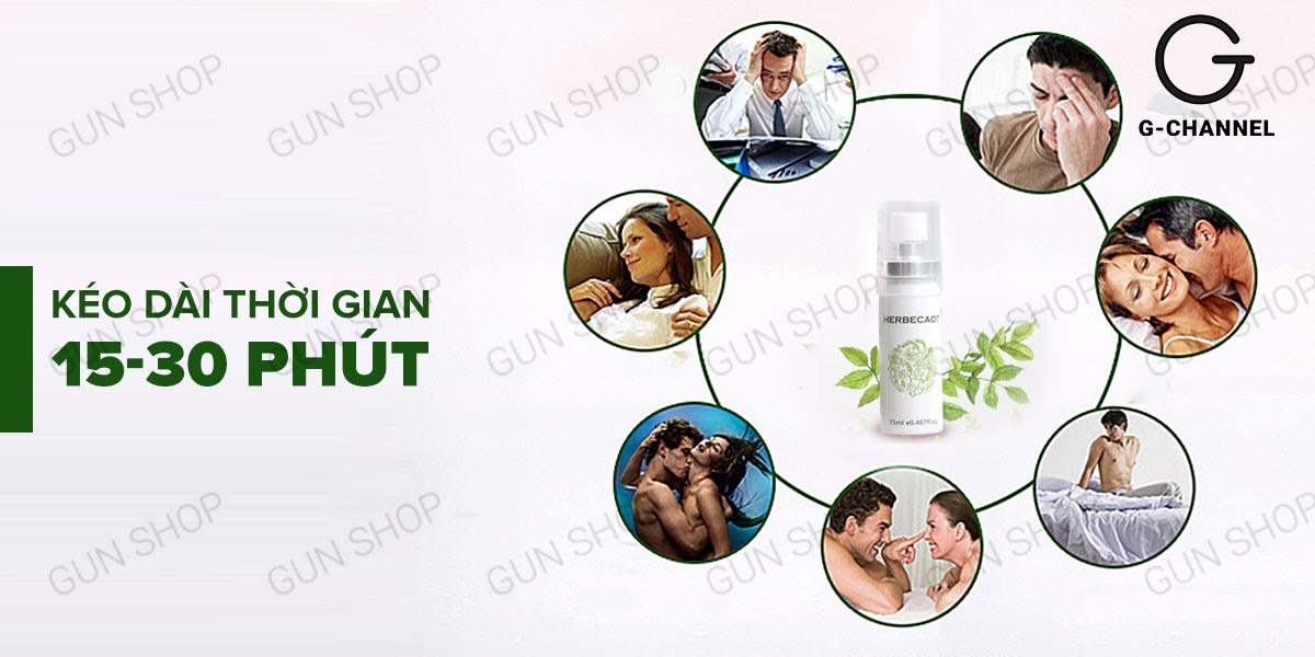 Chai xịt Đài Loan Herbecaot Kéo dài thời gian An toàn Hiệu quả 15ml