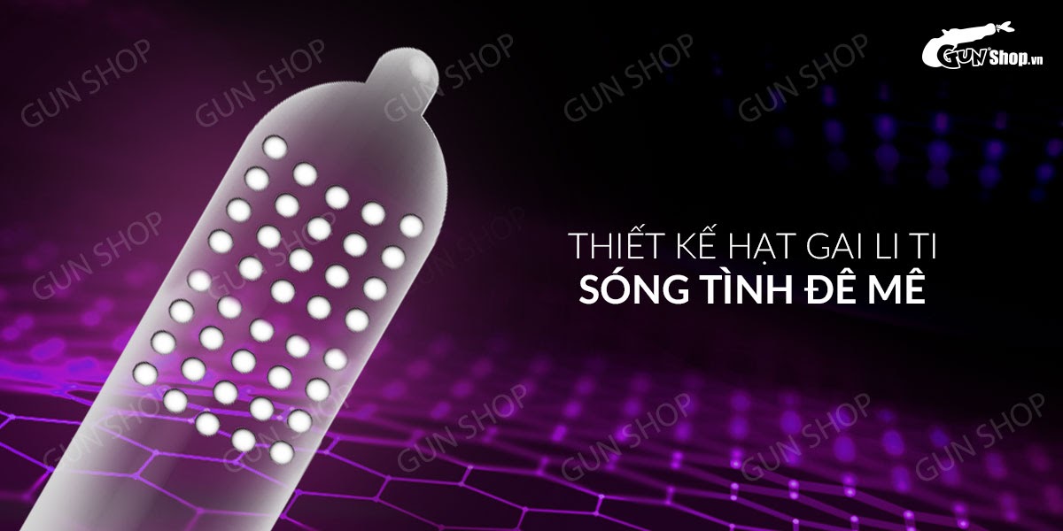 Bao cao su Muaisi 0.03 siêu mỏng hạt li ti hộp 12 cái giá tốt