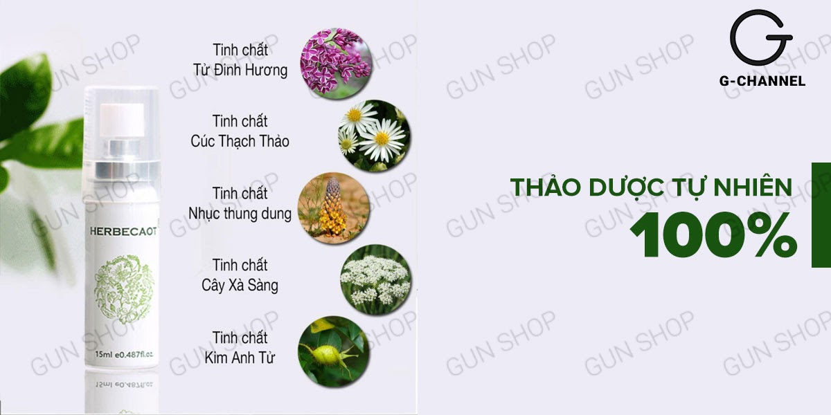 Chai xịt Đài Loan Herbecaot Kéo dài thời gian An toàn Hiệu quả 15ml