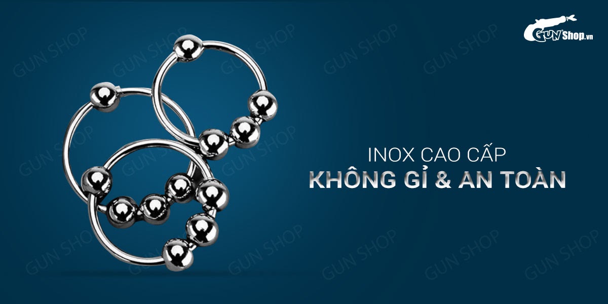 Vòng đeo dương vật inox 4 bi kéo dài thời gian tăng khoái cảm