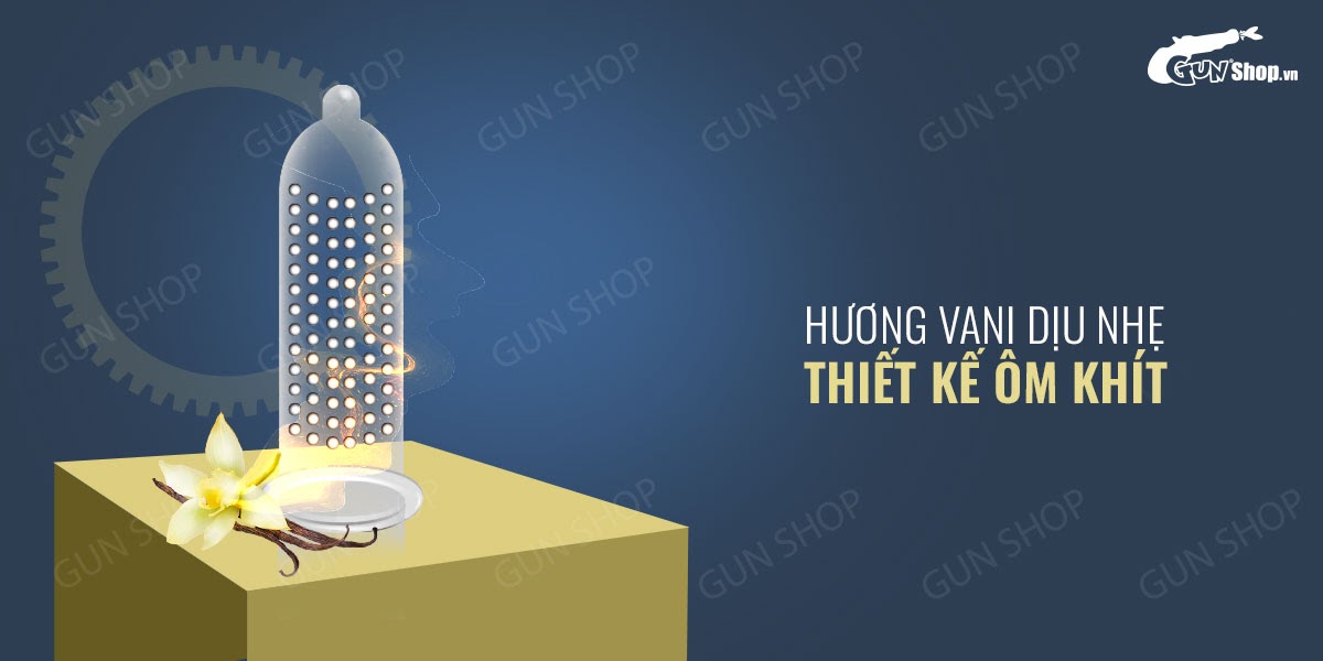 Bao cao su OLO 0.01 siêu mỏng, gân gai, hương vani 10 cái