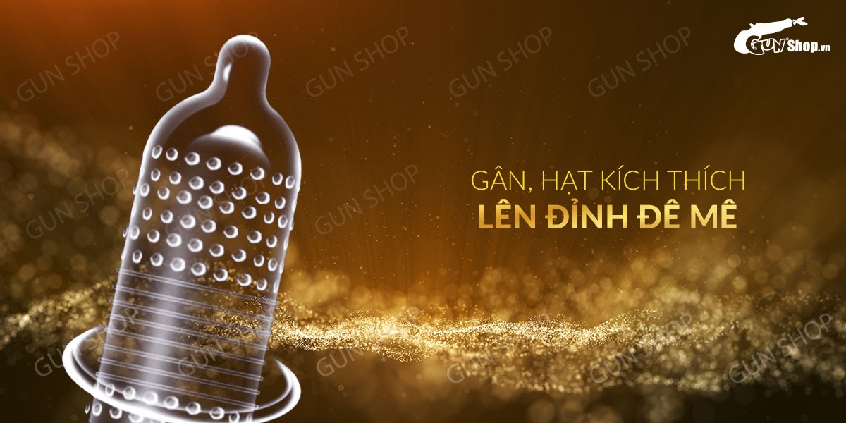 Bao cao su OLO 0.01 Zero Vàng siêu mỏng gân hạt kích thích đê mê hộp 10