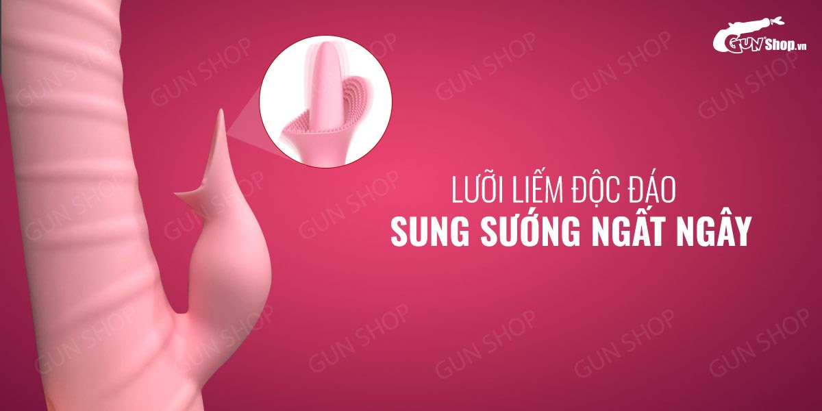 Dương vật giả tự động rung thụt+lưỡi liếm, sạc nhanh cao cấp