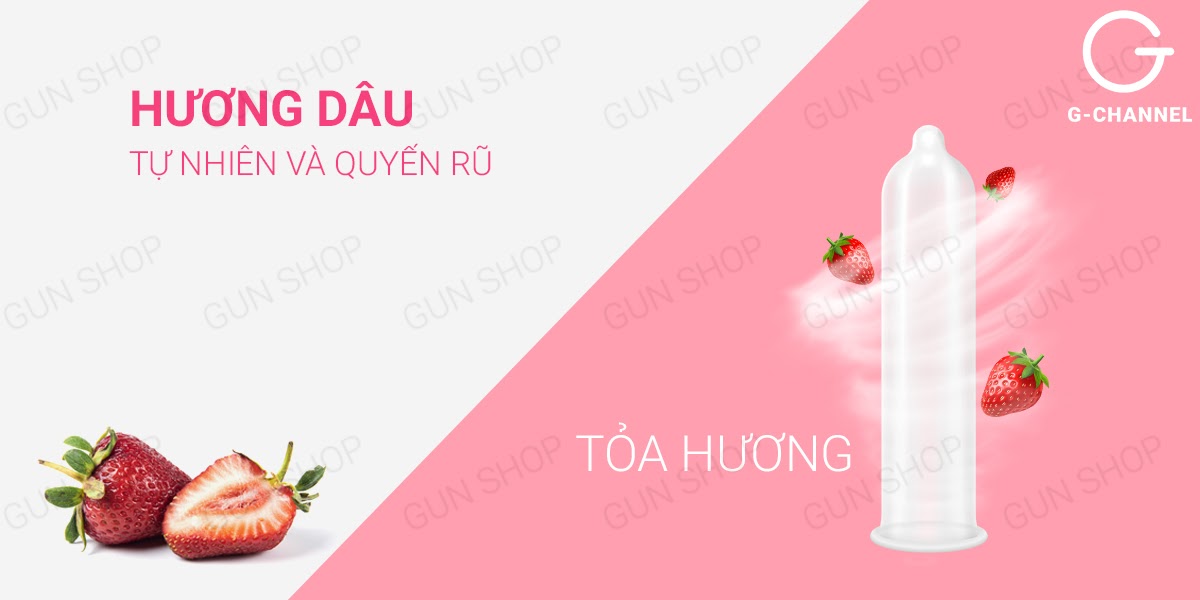 Bao cao su Nakanishi siêu mỏng Hương dâu hộp 4 cái tiện lợi
