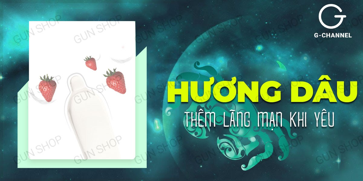 Bao cao su Ropockon Cung Cự Giải Mỏng 0.03mm Hương Dâu An Toàn Hấp Dẫn 12 cái