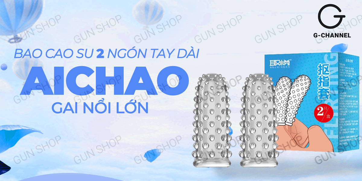 Bao cao su 2 ngón tay Aichao gai lớn mềm mại kích thích thăng hoa