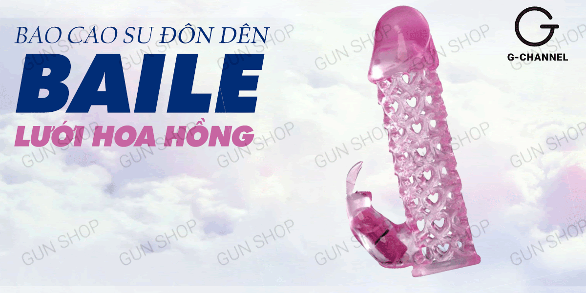 Bao cao su đôn dên silicon rung Baile Hoa hồng tăng khoái cảm