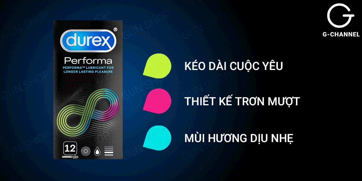 Bao cao su Durex Performa kéo dài thời gian hộp 12 cái chất lượng cao