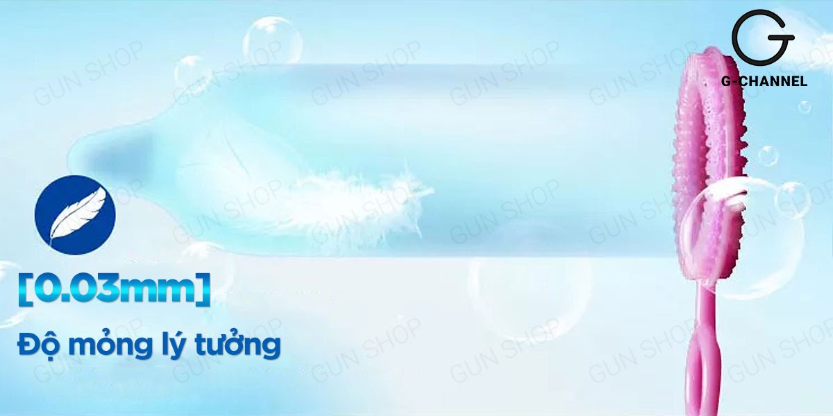 Bao cao su Gun Super Ultra Thin siêu mỏng 0.03mm hộp 10 cái an toàn kích thích