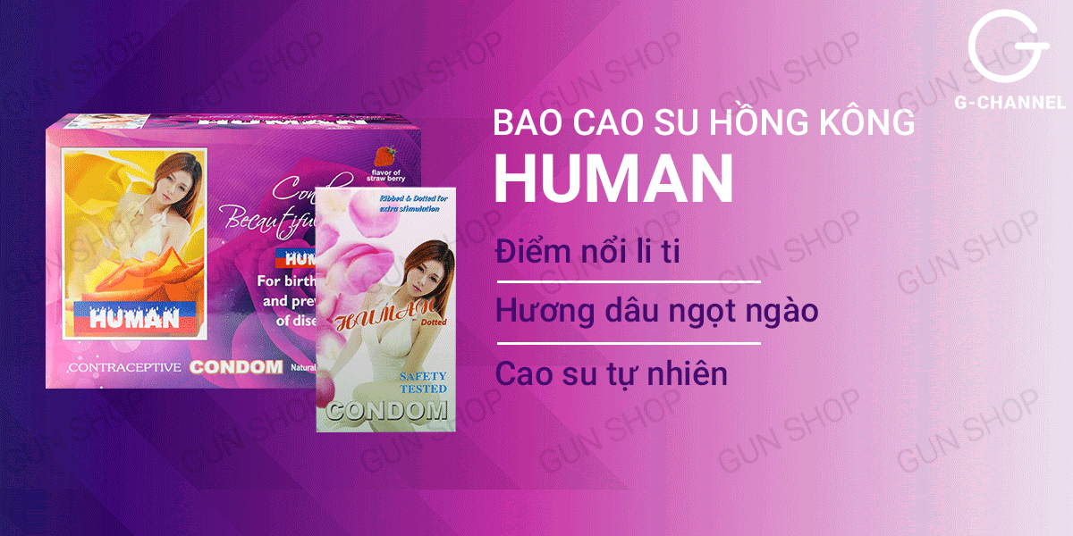 Bao cao su Human hương dâu điểm nổi hộp 120 cái giá tốt