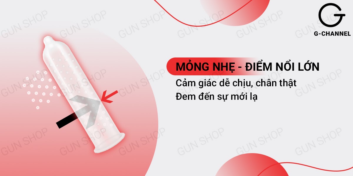 Bao cao su Liebe gai nổi lớn hộp 12 cái kéo dài thời gian an toàn