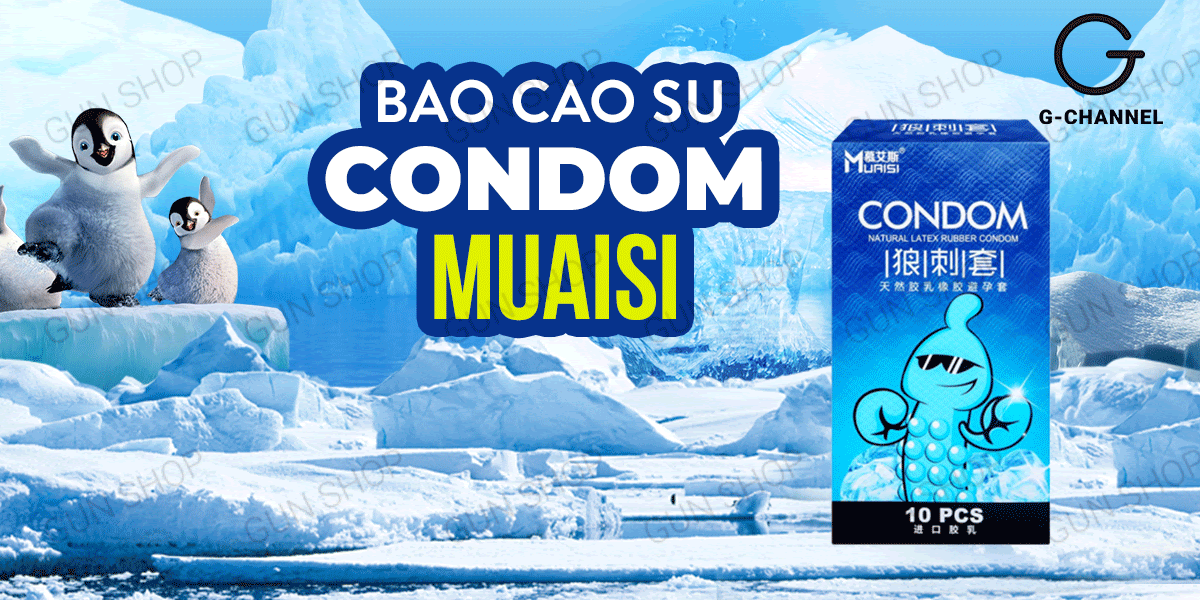 Bao cao su Muaisi Cool siêu mát lạnh điểm nổi hộp 10 cái giá tốt
