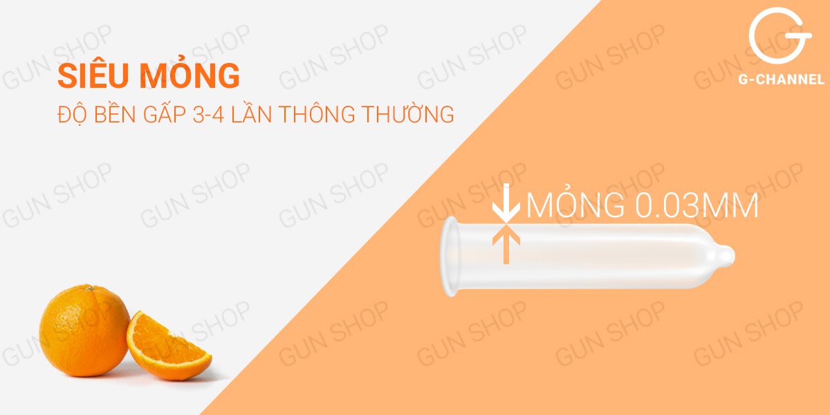 Bao cao su Nakanishi siêu mỏng 0.03mm hương cam thơm mát hộp 4 cái