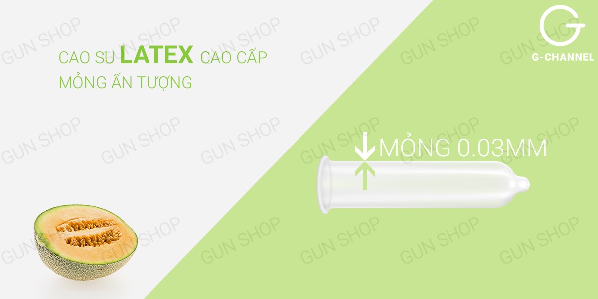 Bao cao su Nakanishi siêu mỏng 0.03mm hương dưa lưới trải nghiệm tuyệt vời