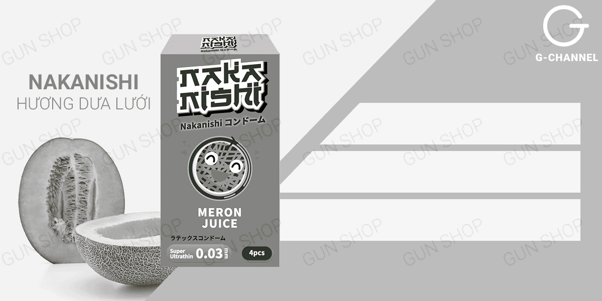 Bao cao su Nakanishi siêu mỏng 0.03mm hương dưa lưới trải nghiệm tuyệt vời