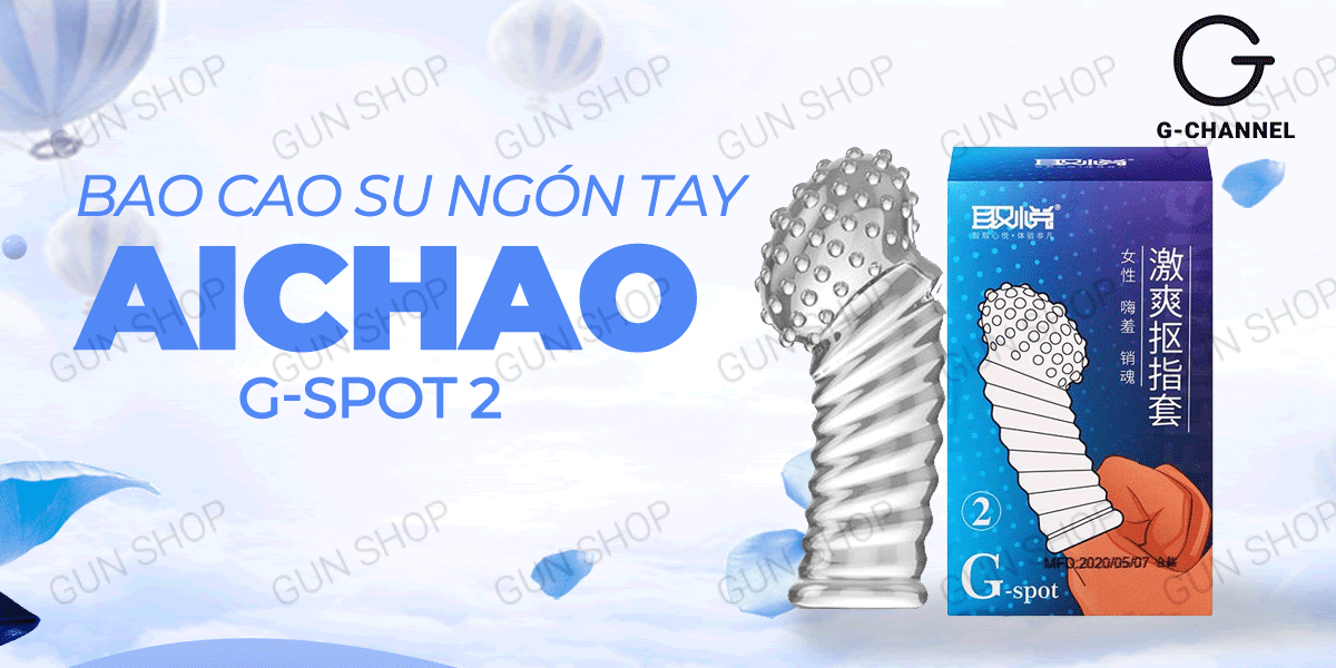 Bao cao su ngón tay Aichao G-spot 2 gai nổi lớn kích thích mạnh mẽ
