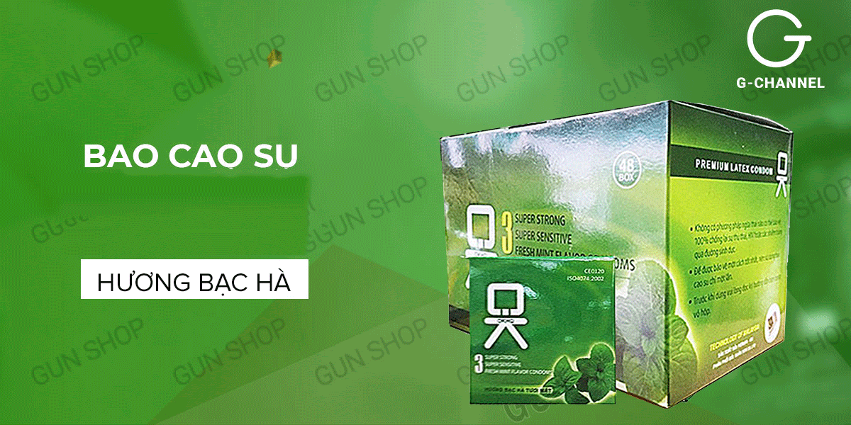 Bao cao su OKHQ bạc hà mát lạnh hộp 144 cái an toàn
