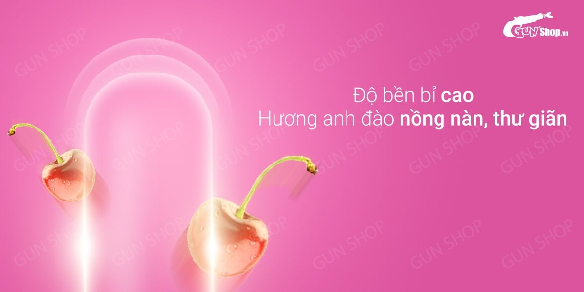 Bao cao su quan hệ miệng Mingliu Hương anh đào Hộp 10 cái An toàn Êm dịu Kích thích