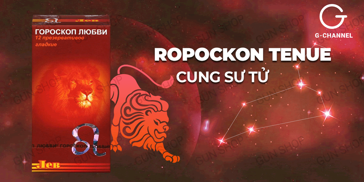 Bao cao su Ropockon Cung Sư Tử mỏng 0.03mm hương dâu 12 cái siêu mềm mại an toàn