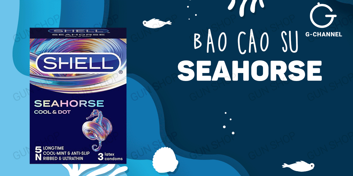 Bao cao su Shell Seahorse mát lạnh kéo dài thời gian hộp 3 cái
