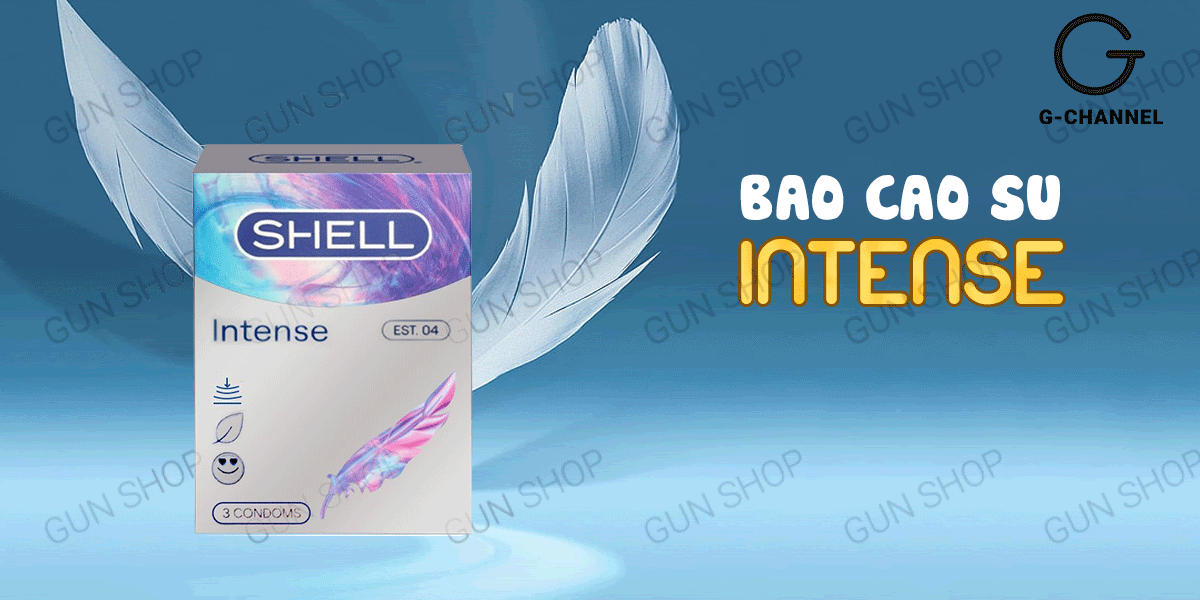 Bao cao su Shell Intense siêu mỏng 0.04mm cảm giác chân thật hộp 3
