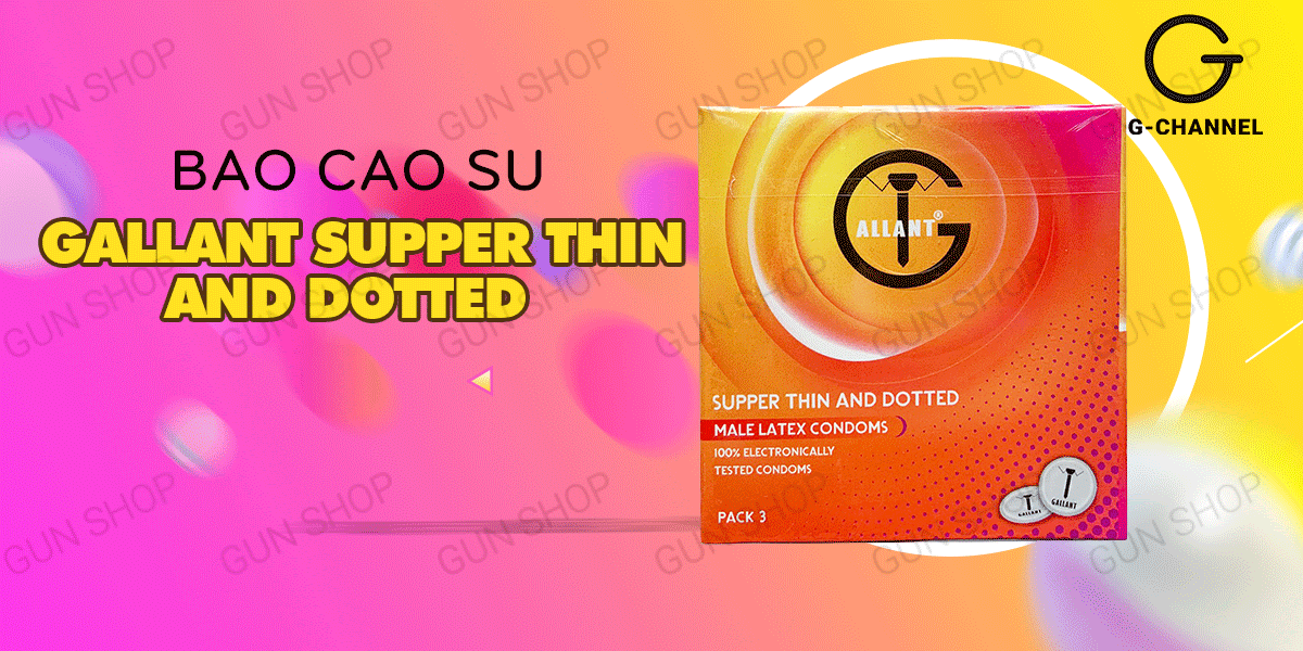 Bộ 2 hộp bao cao su Gallant siêu mỏng điểm nổi 3 cái cảm giác thật